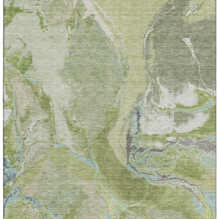 10' X 14' Abstract Washable Area Rug With UV Protection (678934) - Green / Blue / Gray