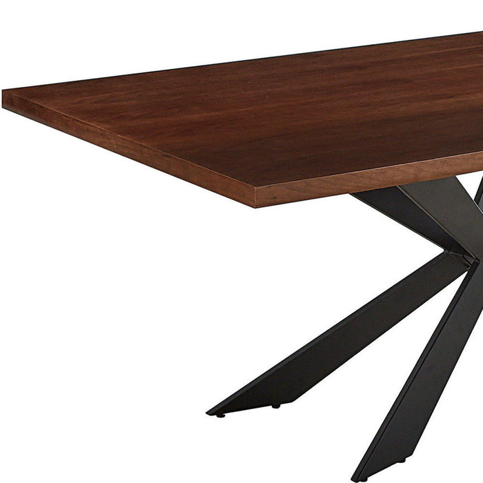 81" Wood And Metal Cross Leg Base Dining Table - Brown