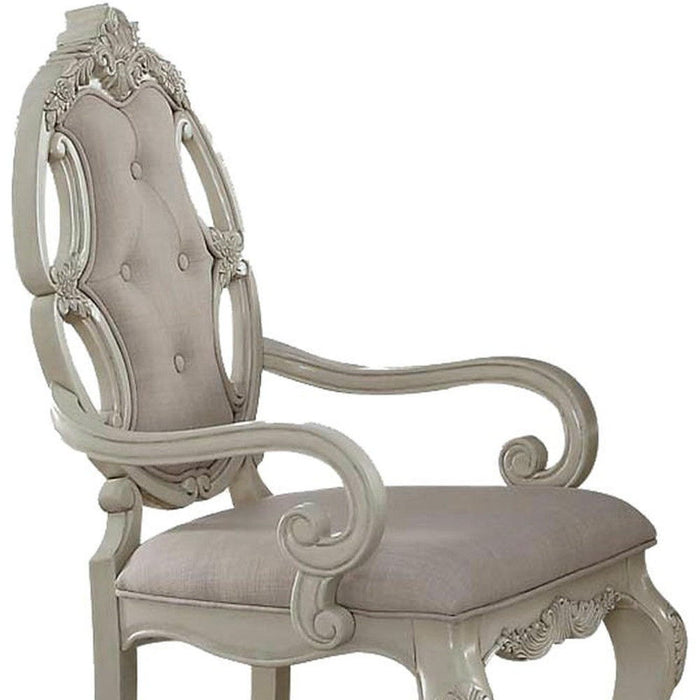 Tufted Fabric Solid Wood Dining Arm Chairs (Set of 2) - Gray