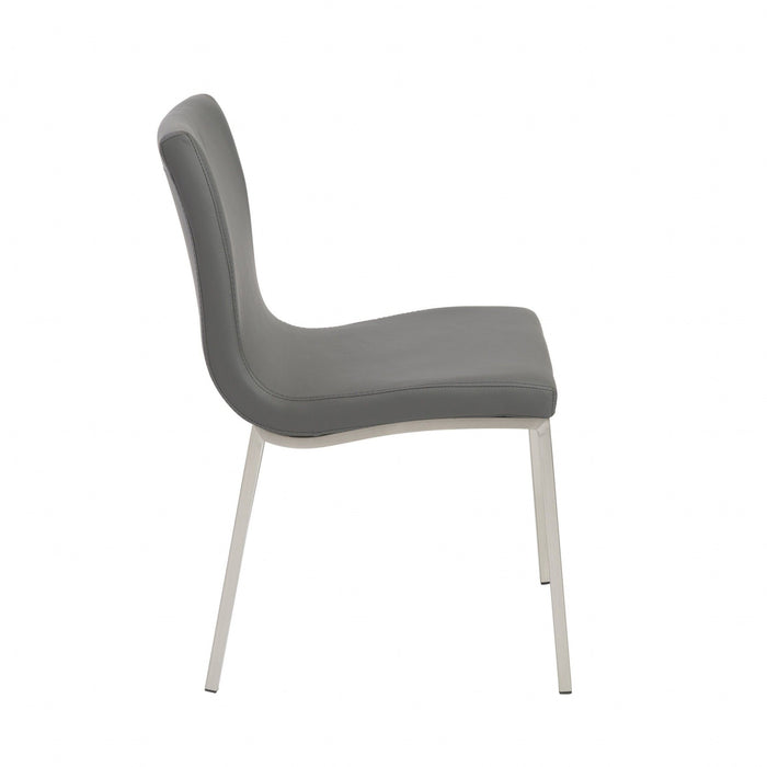 Leather Upholstered Dining Side Chairs (Set of 2) - Gray
