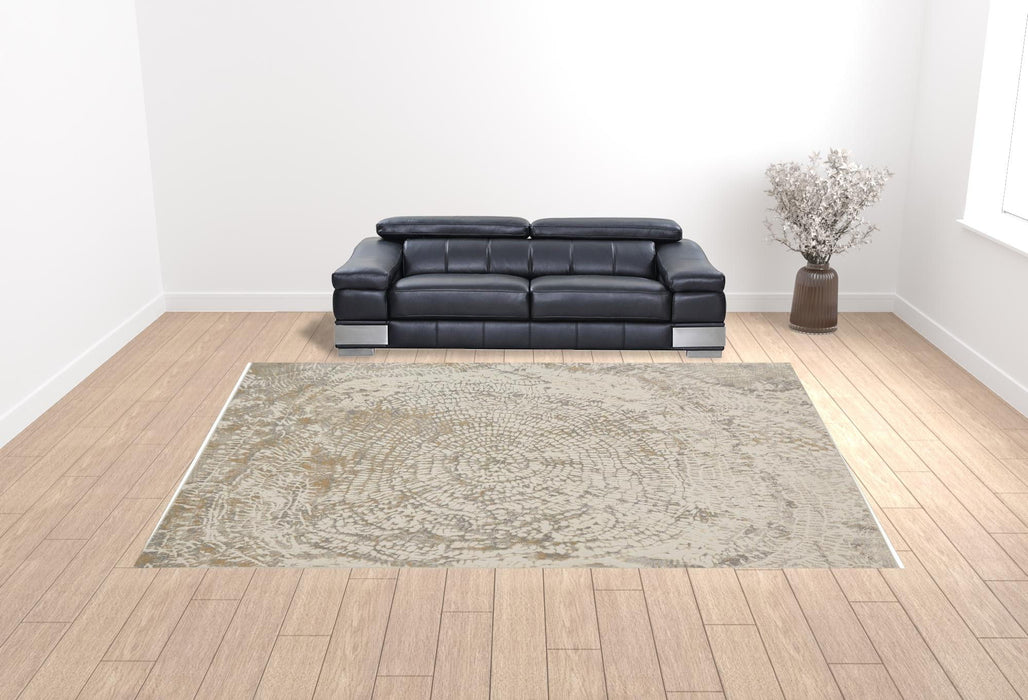12' x 15' Abstract Area Rug - Ivory Tan And Gray