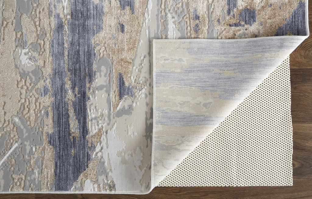 10' x 13' Abstract Power Loom Distressed Area Rug - Tan Orange And Ivory