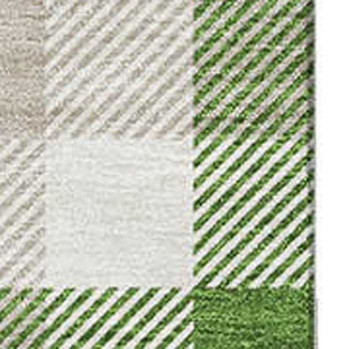 10' X 14' Plaid Washable Area Rug With UV Protection (682541) - Emerald / Beige / Ivory