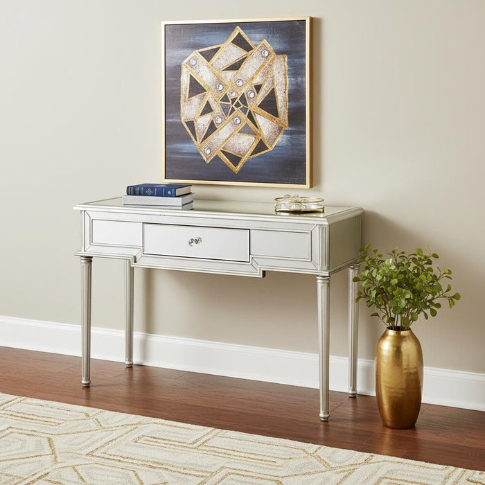 Antiqued Console Table - Silver Leaf