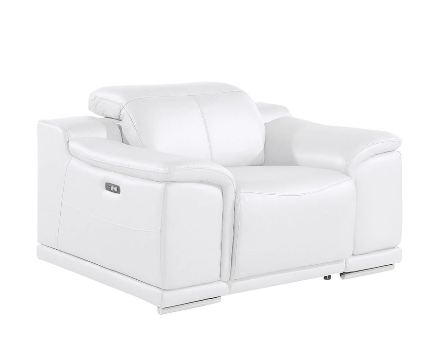 Genuine Leather Wall Hugger Power Recliner With USB - White