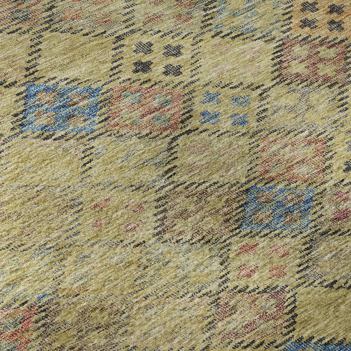 10' X 14' Geometric Washable Area Rug With UV Protection (683818) - Gold / Blue / Copper