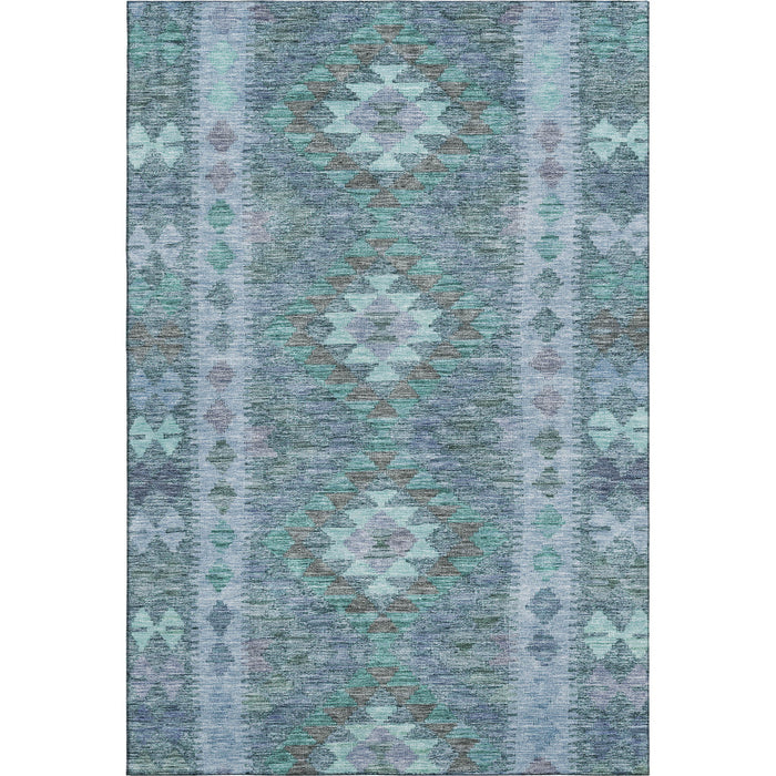 10' X 14' Geometric Washable Area Rug With UV Protection (691830) - Blue / Pale Aqua