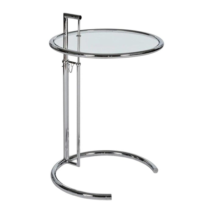 Glass And Metal Height Adjustable Round End Table - Clear / Silver