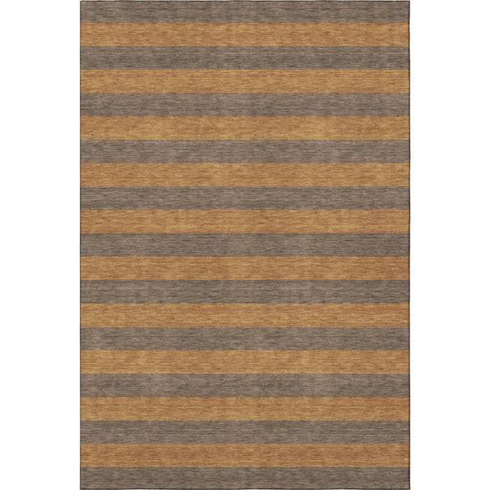 10' X 14' Striped Washable Area Rug With UV Protection (647746) - Chocolate / Copper