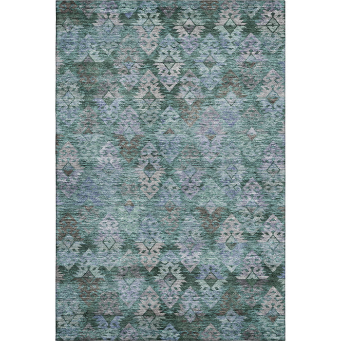 10' X 14' Washable Area Rug With UV Protection (695624) - Emerald / Teal / Gray