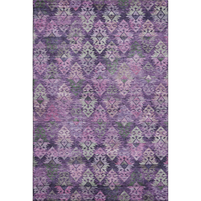 10' X 14' Washable Area Rug With UV Protection (695618) - Eggplant / Lavender / Gray