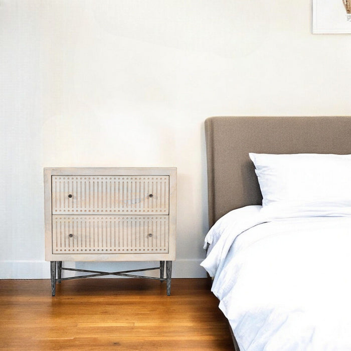 Two Drawer Nightstand - Brushed Ivory