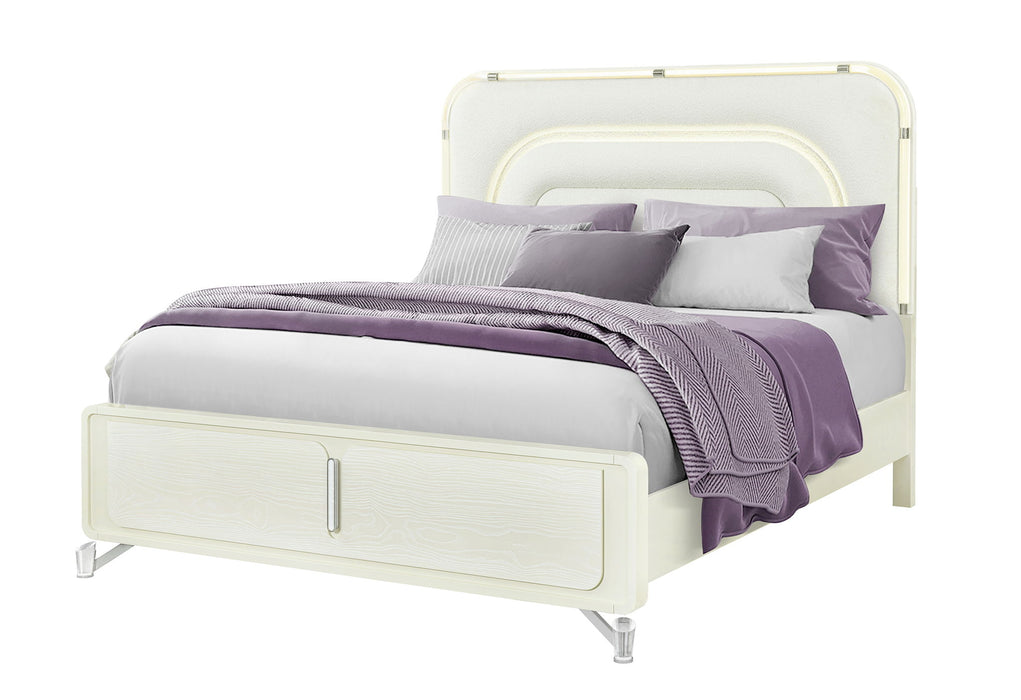 Lyra - King Bed With LED - Beige