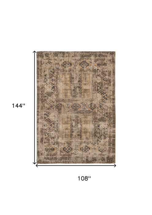 9' x 13' Oriental Non Skid Area Rug - Brown