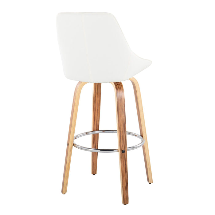 Diana - 30" Fixed-Height Barstool With Swivel And Round Chrome Metal Footrest (Set of 2) - Zebra Wood