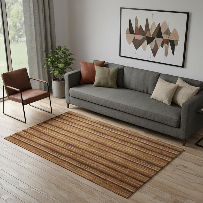 5' X 8' Abstract Hand Woven Area Rug (722105) - Blue / Ivory