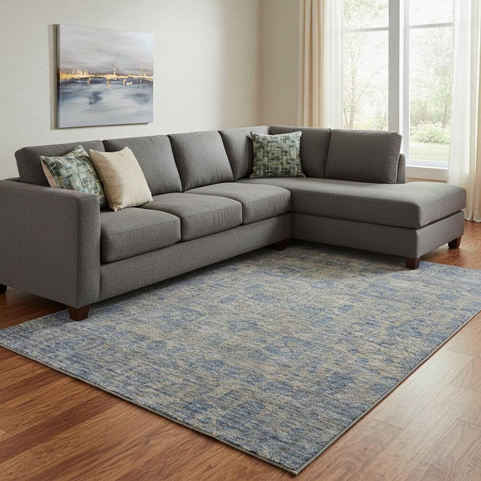 9' X 12' Floral Washable Area Rug With UV Protection (653397) - Khaki / Blue