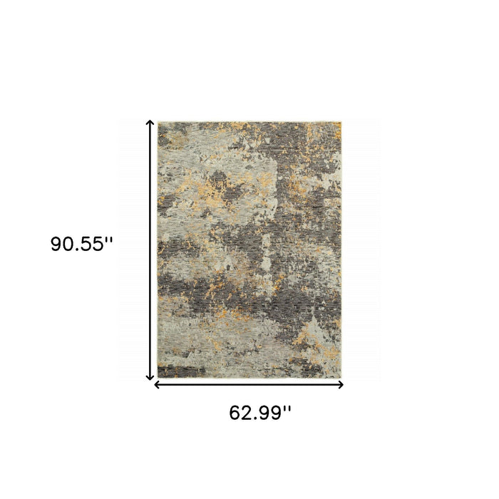 5' x 7' Abstract Power Loom Area Rug - Gray And Ivory