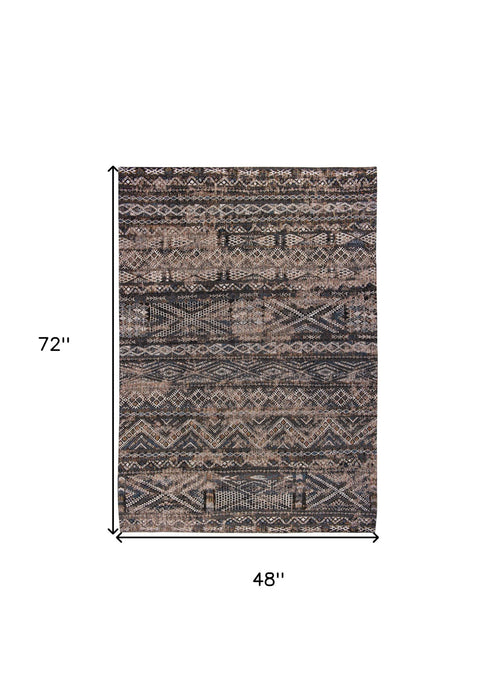 5' x 7' Oriental Non Skid Area Rug - Gray And Beige