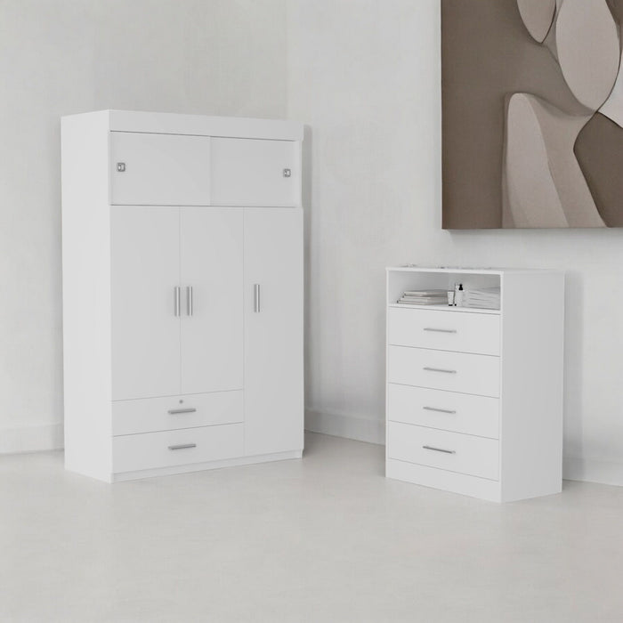 Four Drawer Dresser Wooden - White