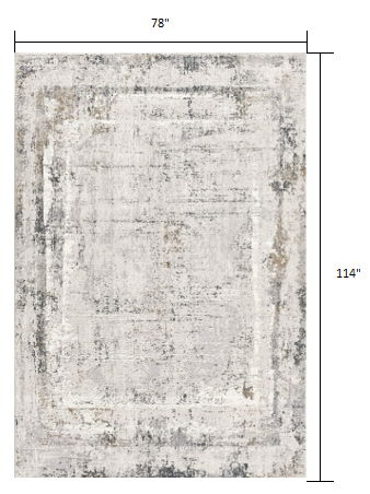 6.5' x 9.5' Abstract Power Loom Area Rug - Gray And Ivory