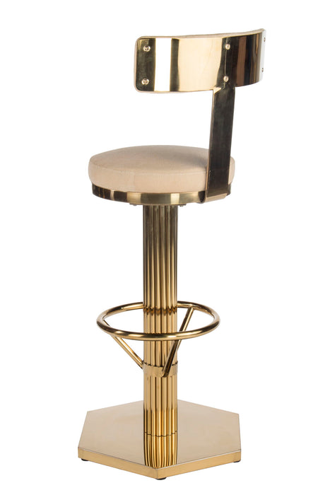 Linen Steel Counter Height Swivel Bar Chair - Cream / Gold