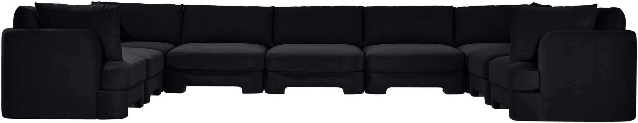 Meridian Furniture Hammond velvet performance fabric 9-piece sectional sofa with plush upholstered cushions and modern design.