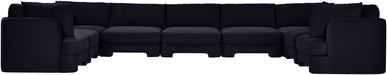 Meridian Furniture Hammond velvet performance fabric 9-piece sectional sofa with plush upholstered cushions and modern design.