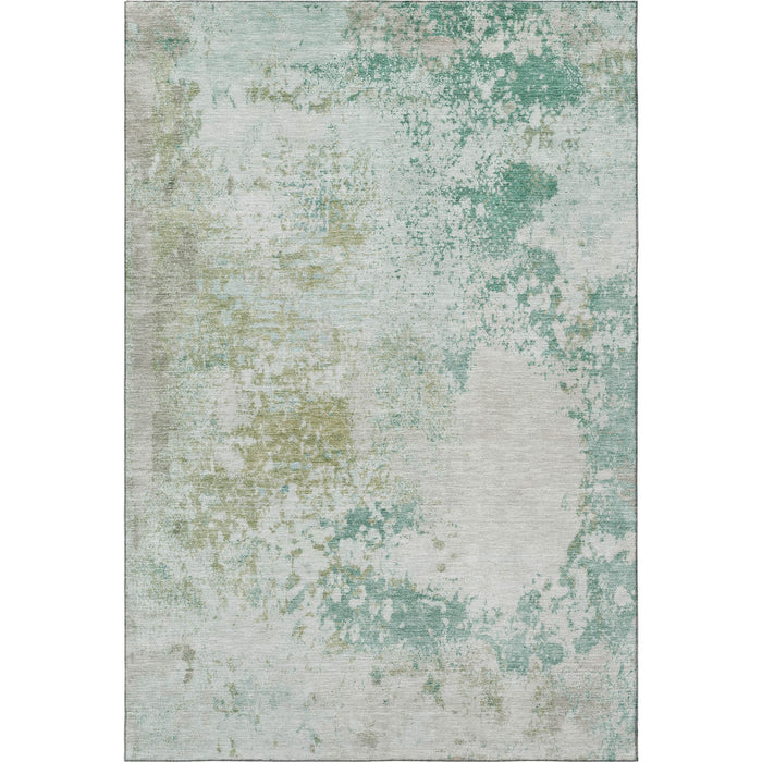 10' X 14' Abstract Washable Area Rug With UV Protection (717074) - Light Taupe / Teal