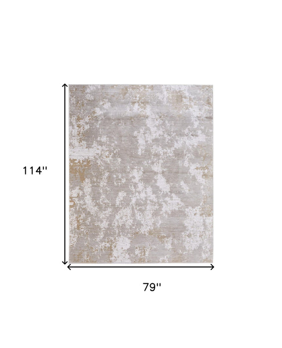7' x 10' Abstract Power Loom Area Rug - Gray Brown And Ivory