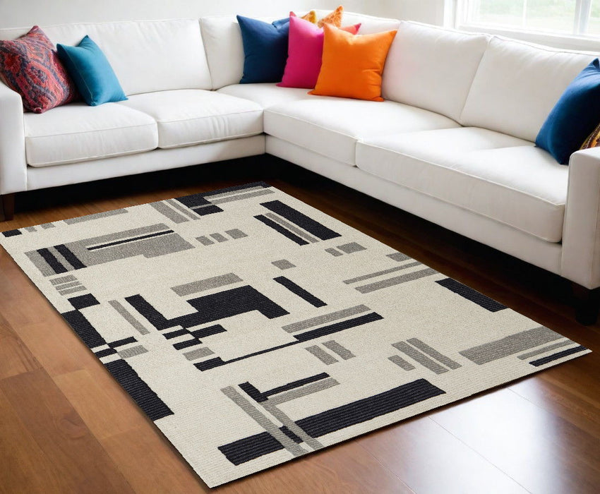 10' x 14' Wool Abstract Hand Tufted Area Rug - Ivory