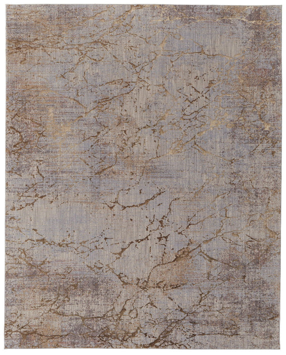 12' x 15' Abstract Power Loom Area Rug - Brown Taupe And Tan