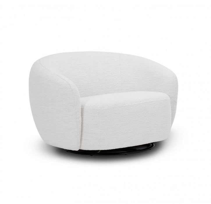 100% Polyester Solid Color Swivel Barrel Chair - Off White And Black