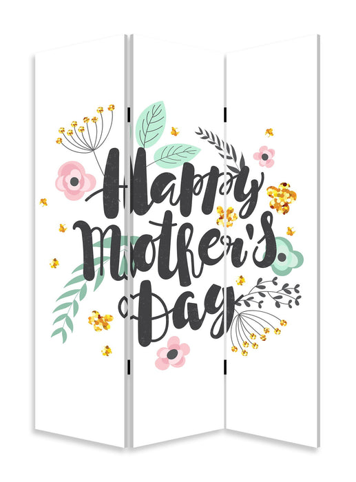 Sweet Floral Mother'S Day Three Panel Room Divider Screen - White