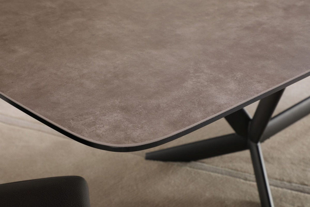 118" Ceramic And Metal Trestle Base Dining Table - Black / Gray
