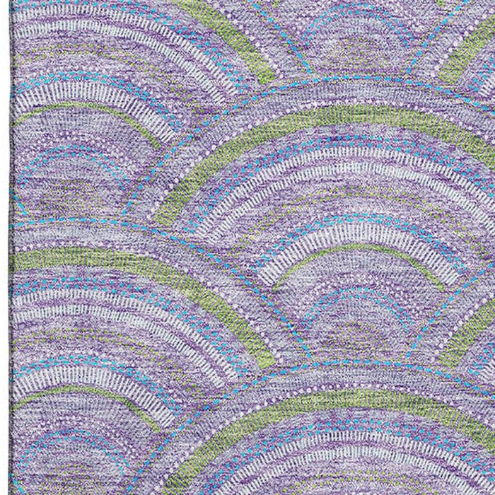 10' X 14' Geometric Washable Area Rug With UV Protection (677693) - Lavender / Olive Green / Ivory