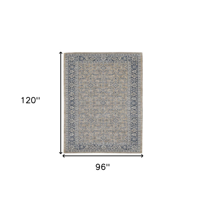 8' X 10' Wool Medallion Hand Woven Area Rug - Gold
