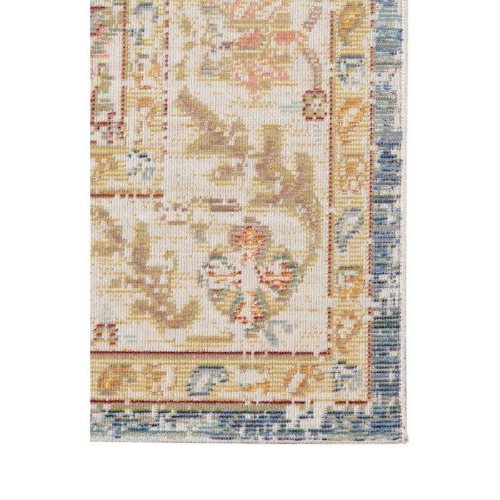 9' x 13' Floral Power Loom Area Rug - Gold Blue And Orange