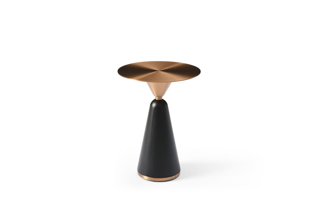 Steel Round Pedestal End Table - Rose / Gold / Black