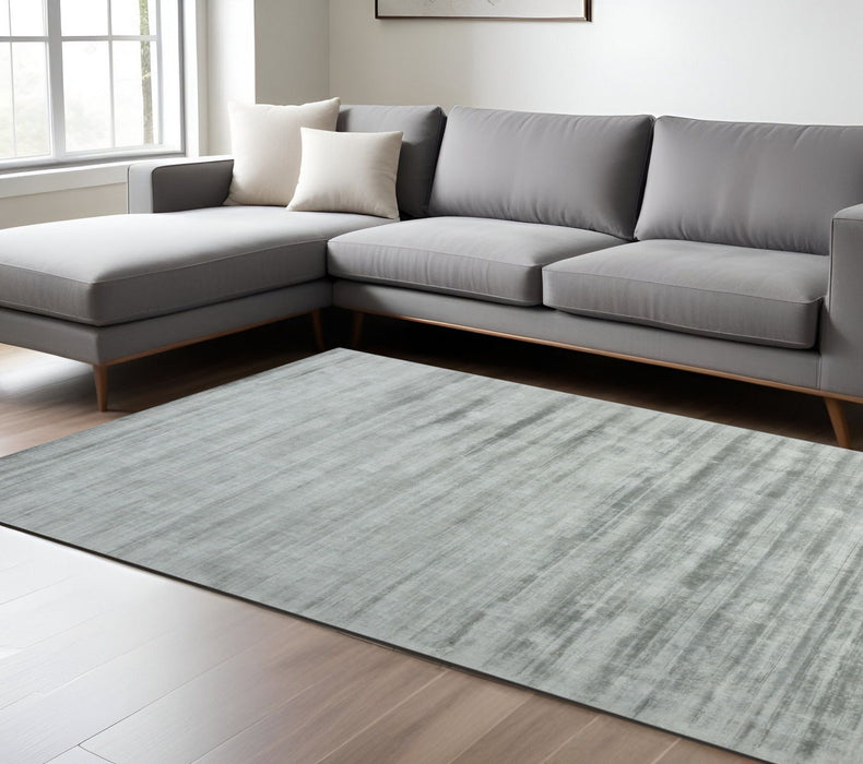 10' X 14' Abstract Hand Woven Area Rug - Silver And Gray