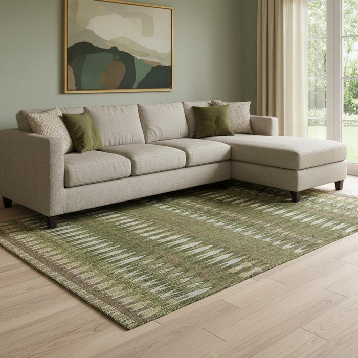 10' X 14' Southwestern Washable Area Rug With UV Protection (668277) - Olive Green / Ivory / Brown