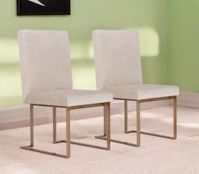 Upholstered Velvet Dining Side Chairs (Set of 2) - Beige