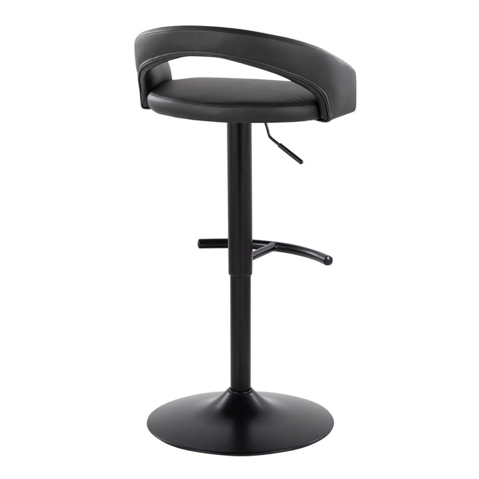 Grotto - Upholstered Adjustable Barstool - Black Metal Base