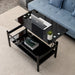 Giga black glass lift top coffee table with two-layer design and modern style, suitable for living room decor.