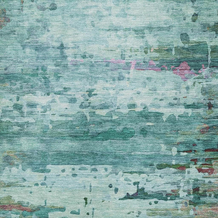 10' X 14' Abstract Washable Area Rug With UV Protection (715471) - Teal / Plum