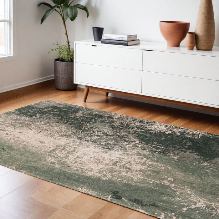9' x 13' Abstract Non Skid Area Rug - Beige And Green