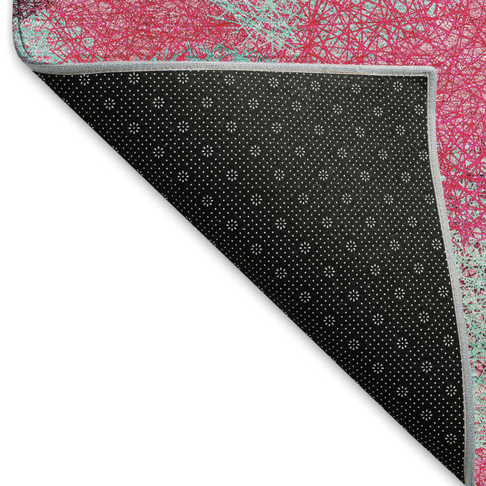 10' X 14' Abstract Washable Area Rug With UV Protection (677189) - Pink / Teal / Burgundy