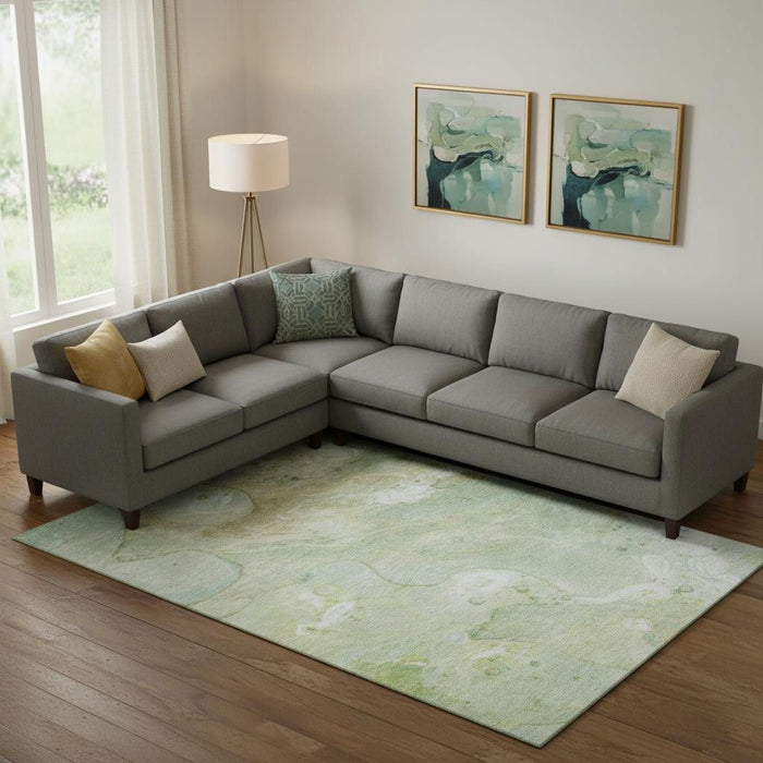 10' X 14' Abstract Washable Area Rug With UV Protection (708868) - Sage / Teal
