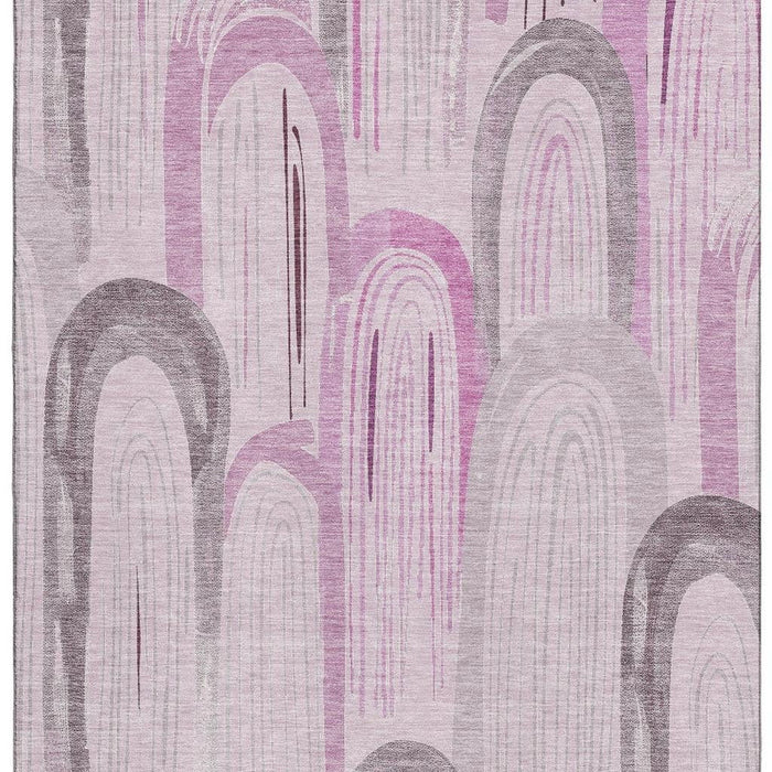 10' X 14' Geometric Washable Area Rug With UV Protection (694616) - Pink / Lavender / Ivory