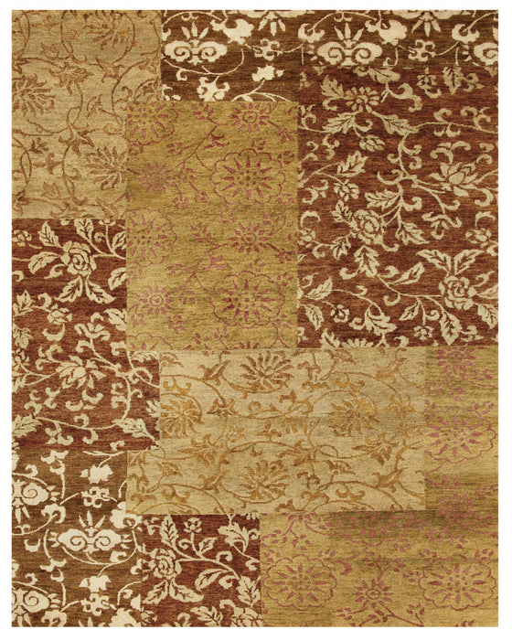 8' X 10' Patchwork Hand Knotted Area Rug (744235) - Gold / Brown